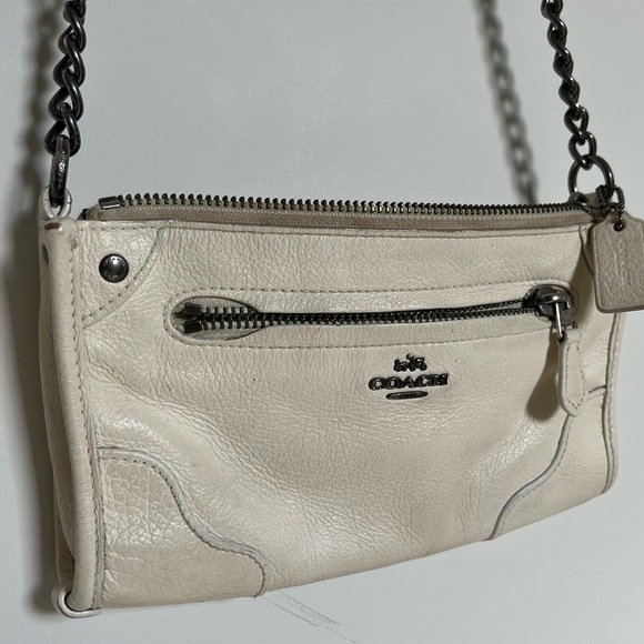 Coach Mickie Leather White Crossbody Chain Mini Purse Small Handbag Off White - Picture 12 of 13